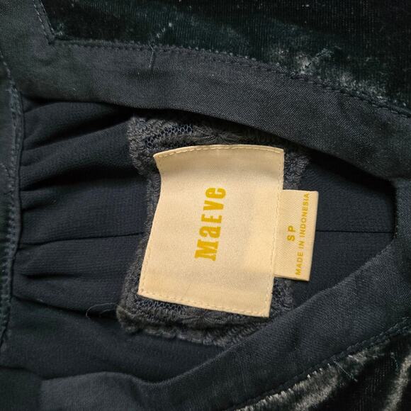 Anthropologie Maeve Blue Velvet Ingrid Mini Tunic Dress Size: SP - Picture 5 of 6